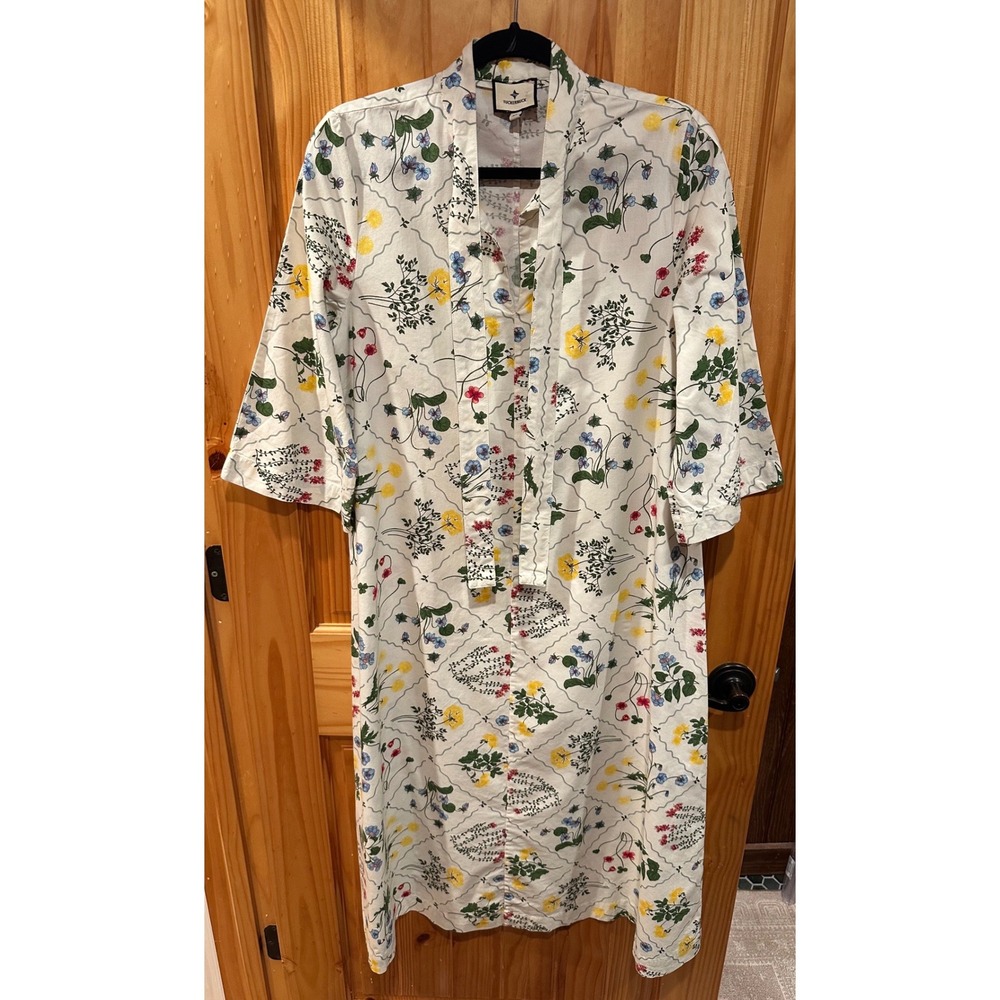 Tuckernuck White Floral Wildflower Marseilles Maxi Caftan Dress 100% Cotton XS - Picture 2 of 7